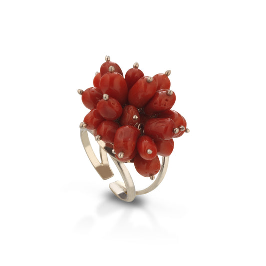 Anello con ciuffo in corallo rosso del Mediterraneo - Antonino De Simone