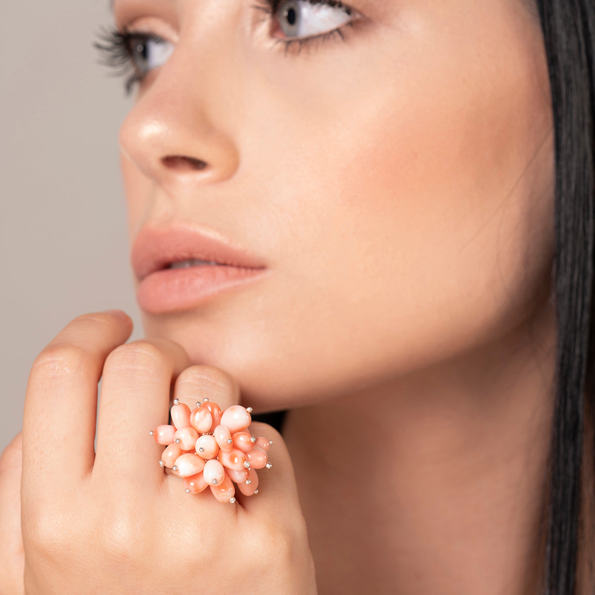 Anello in corallo rosa del Pacifico - Antonino De Simone