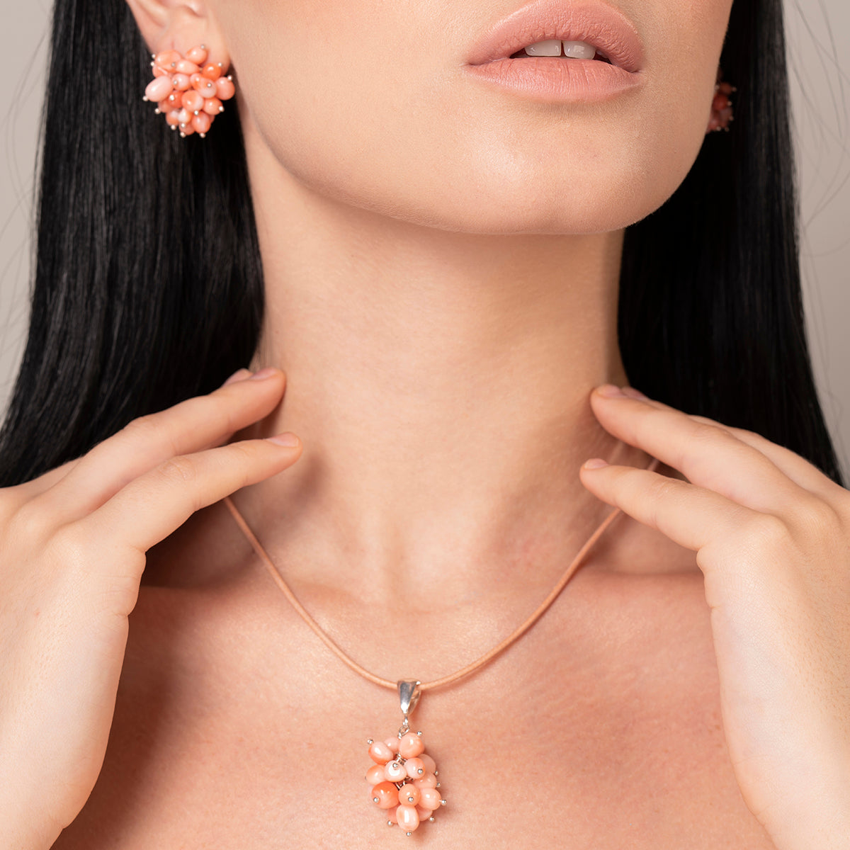 Orecchini in corallo rosa - Antonino De Simone