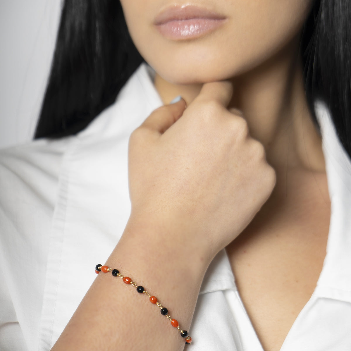 Bracciale corallo e onice - Iosonopreziosa