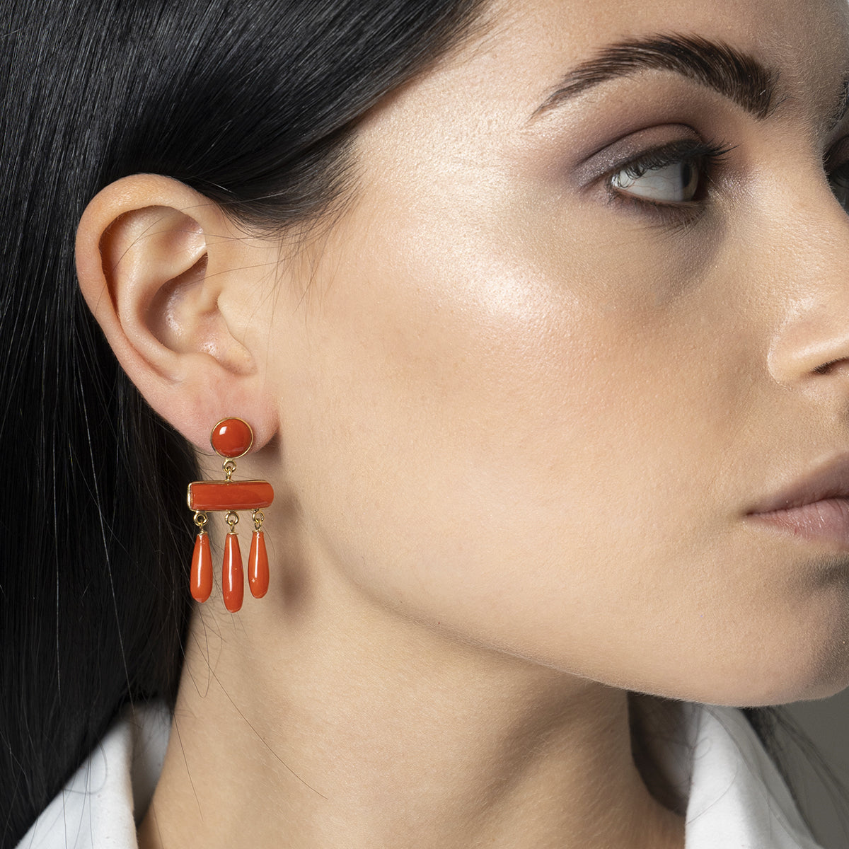 Orecchini chandelier in corallo - Iosonopreziosa