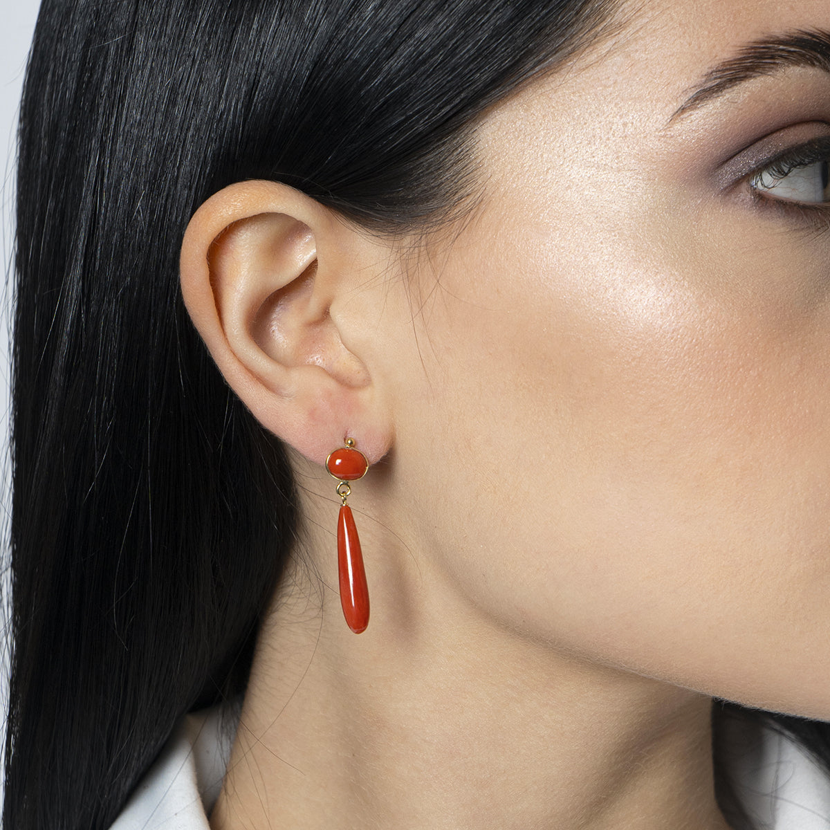 Orecchini di corallo con pendente - Iosonopreziosa