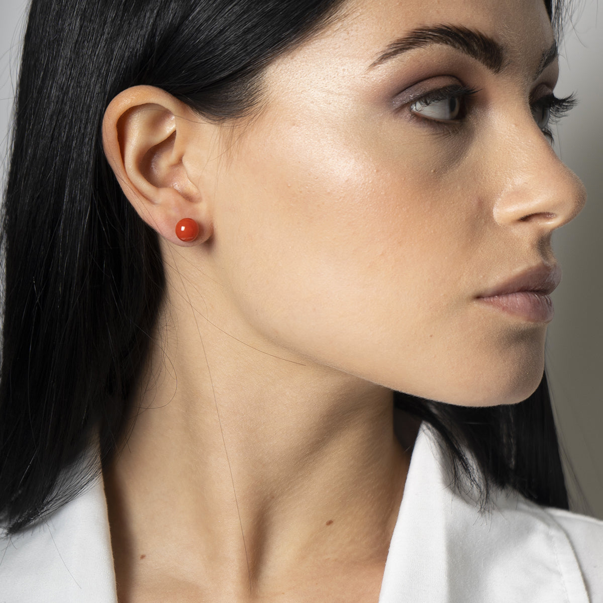 Orecchini a bottone di corallo - Iosonopreziosa