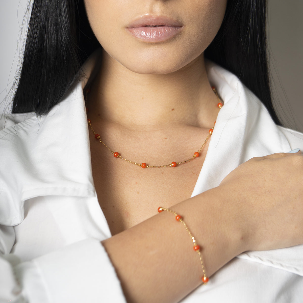 Bracciale corallo rosso e oro - Iosonopreziosa