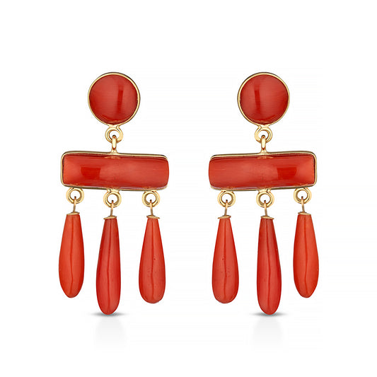 Orecchini chandelier in corallo - Iosonopreziosa