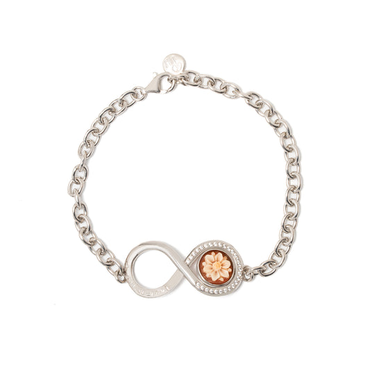 Bracciale Infinity in argento 925, zirconia e cammeo - Russo Cammei