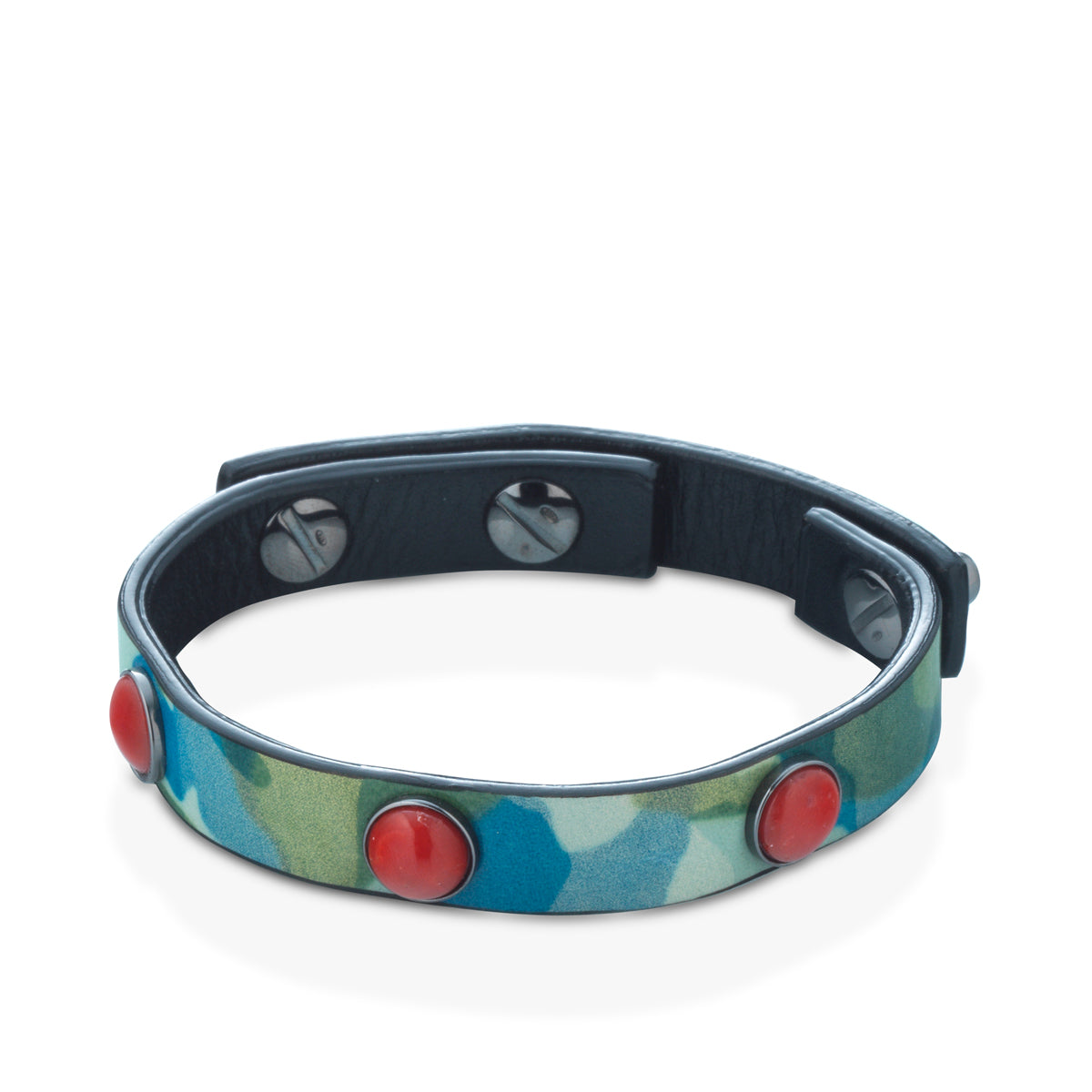 Bracciale in pelle effetto camouflage e Corallo - Antonino De Simone