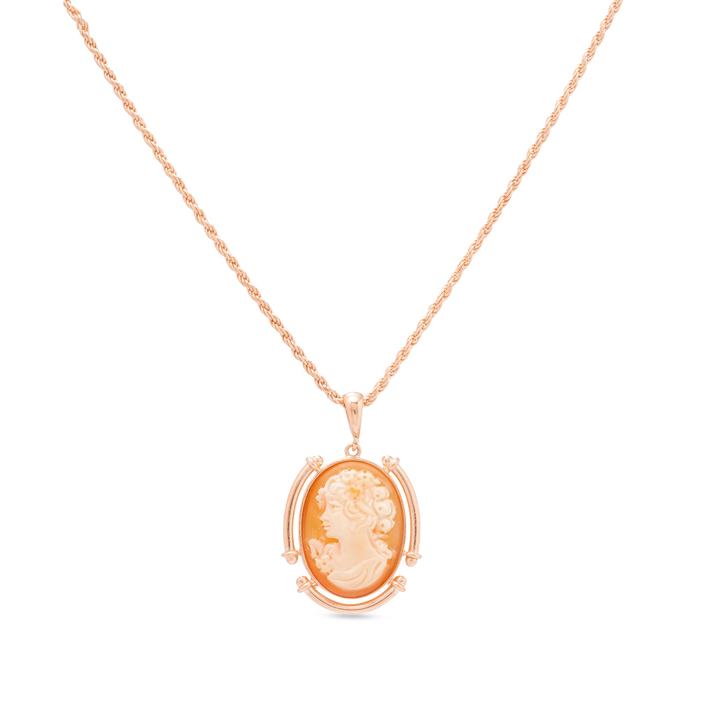 Collana in argento rosato con cammeo ovale neoclassico - Russo Cammei
