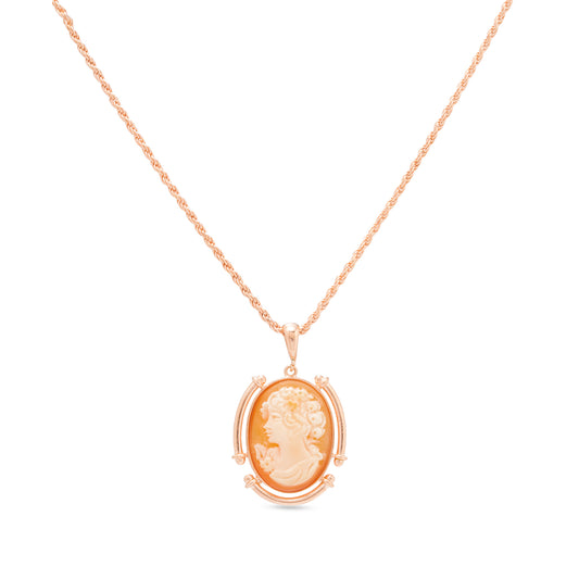 Collana in argento rosato con cammeo ovale neoclassico - Russo Cammei