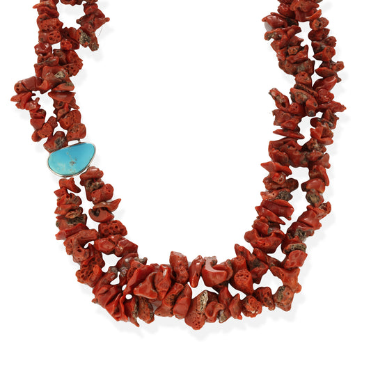 Collana Nature in Corallo Rosso e Piastra in Turchese - Antonino De Simone