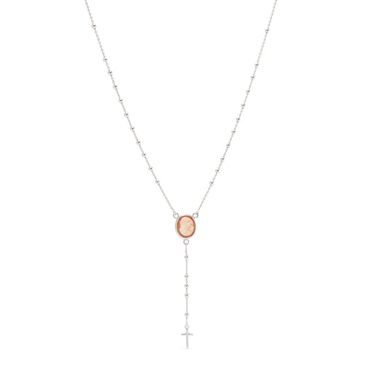 Collana Rosario in argento 925 con cammeo centrale - Russo Cammei
