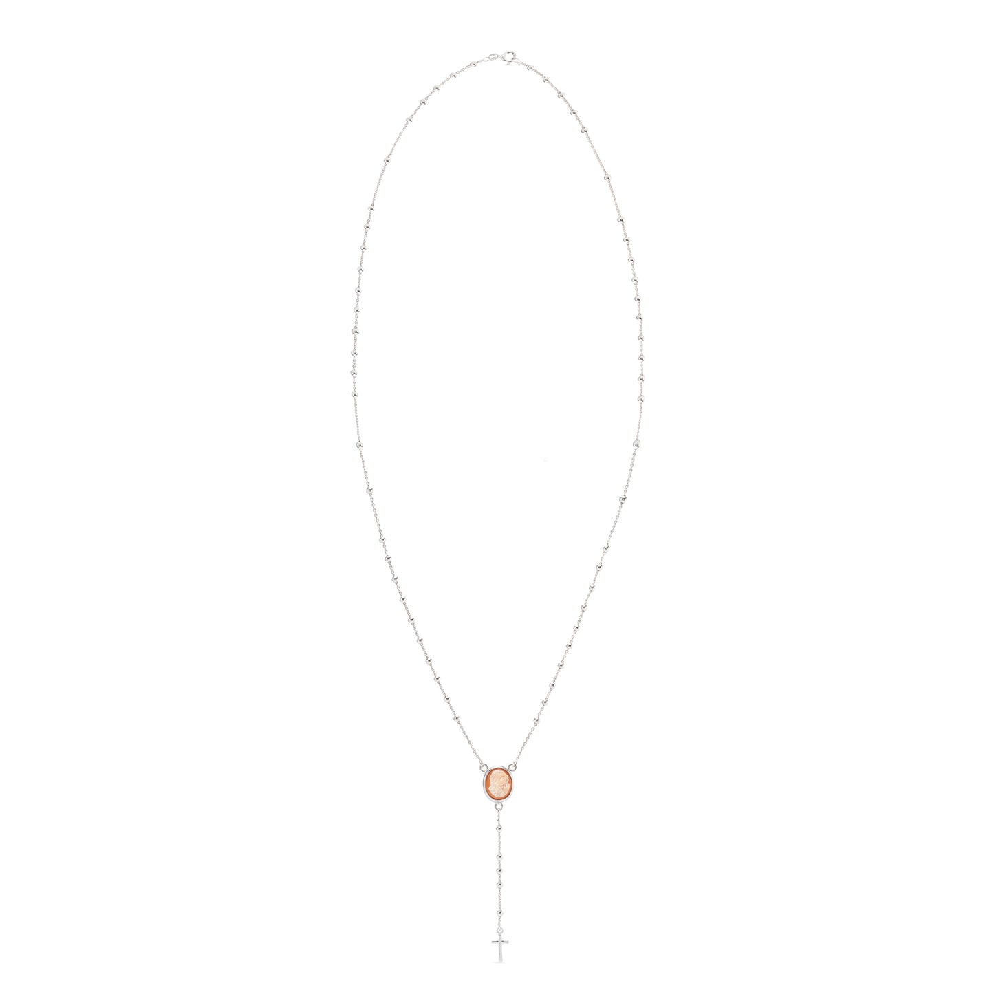 Collana Rosario in argento 925 con cammeo centrale - Russo Cammei