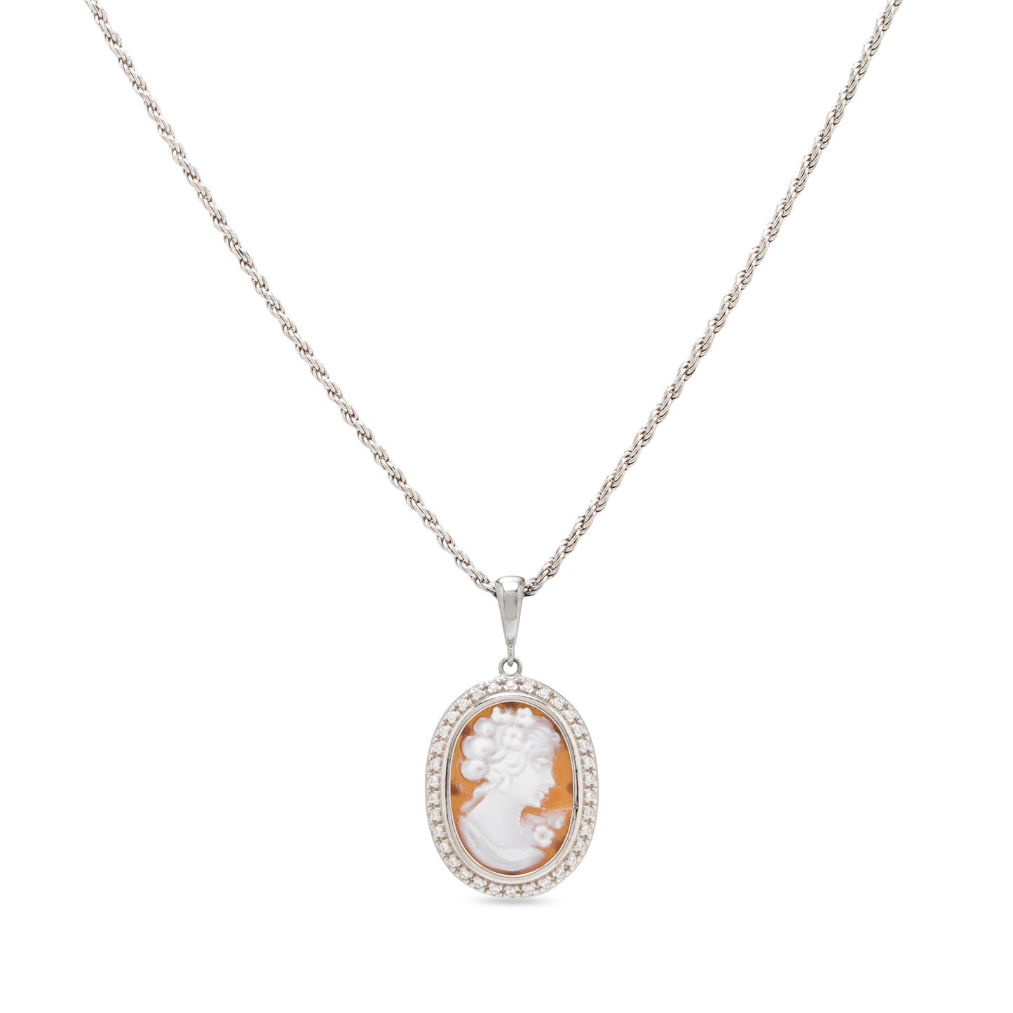 Collana con ciondolo in argento 925 e cammeo centrale - Russo Cammei