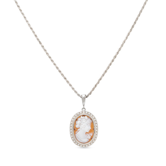 Collana con ciondolo in argento 925 e cammeo centrale - Russo Cammei
