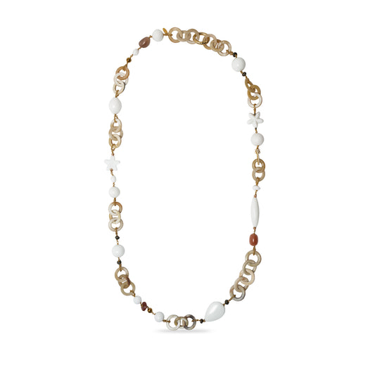 Collana lunga in corno naturale