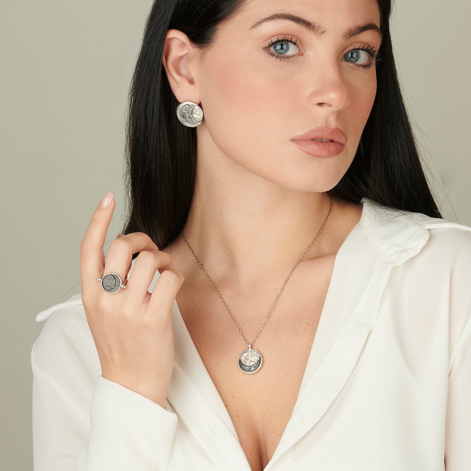 Collana pendente in argento Moonphases