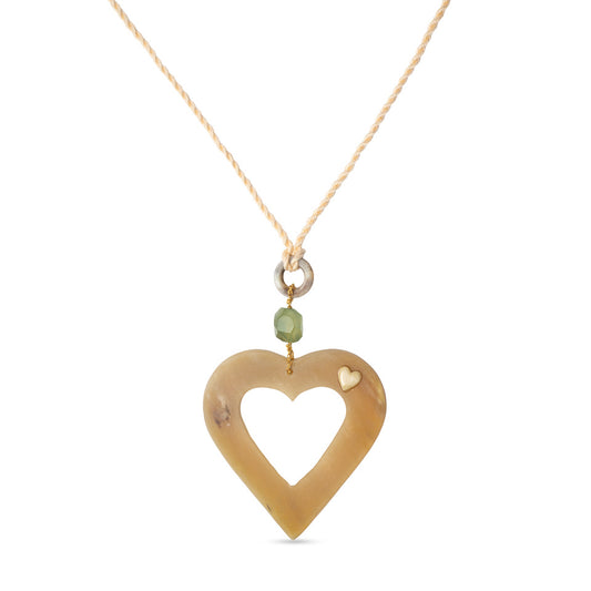 Collana regolabile con cuore in corno