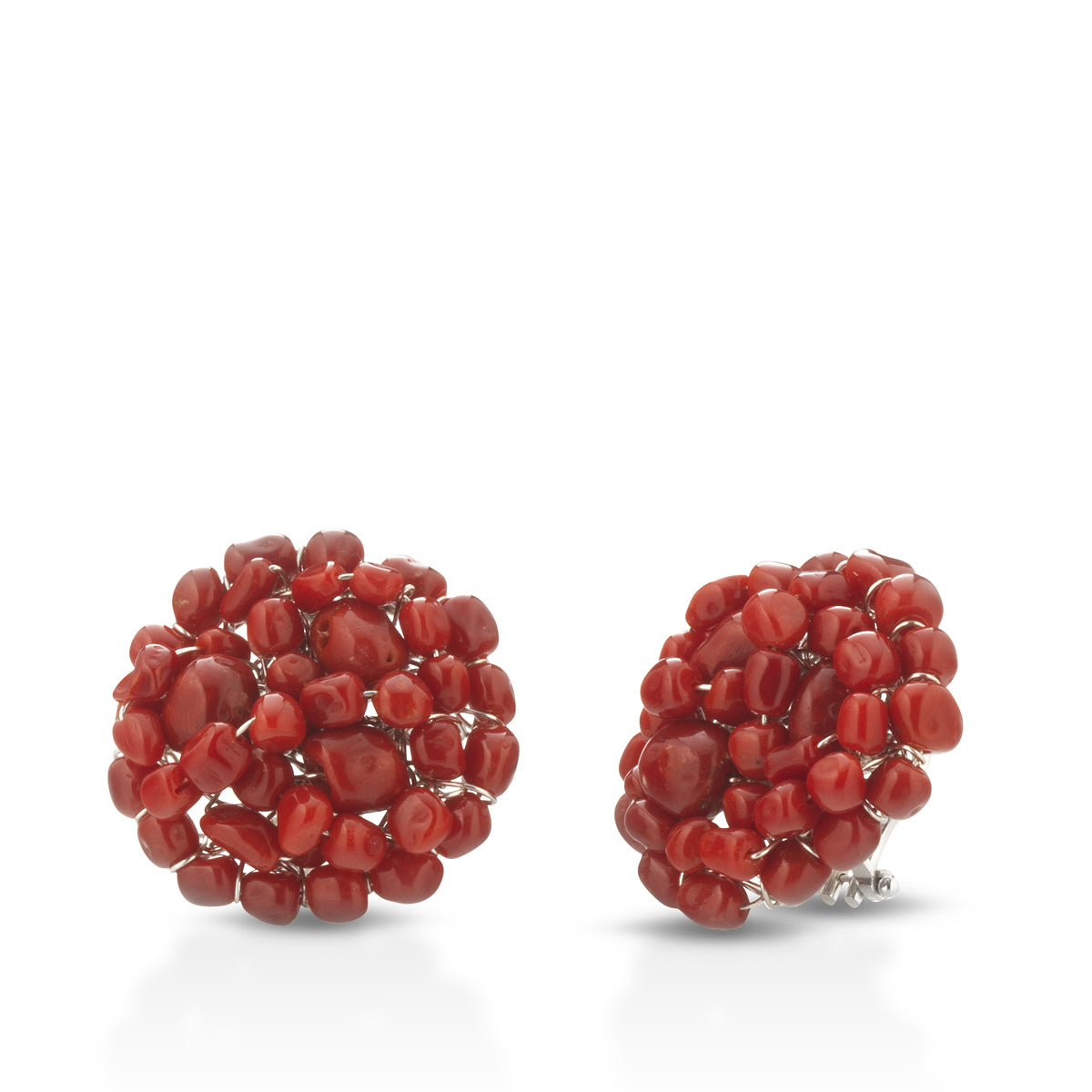 Orecchini a bottone in corallo rosso Linea Fantasy - Antonino De Simone