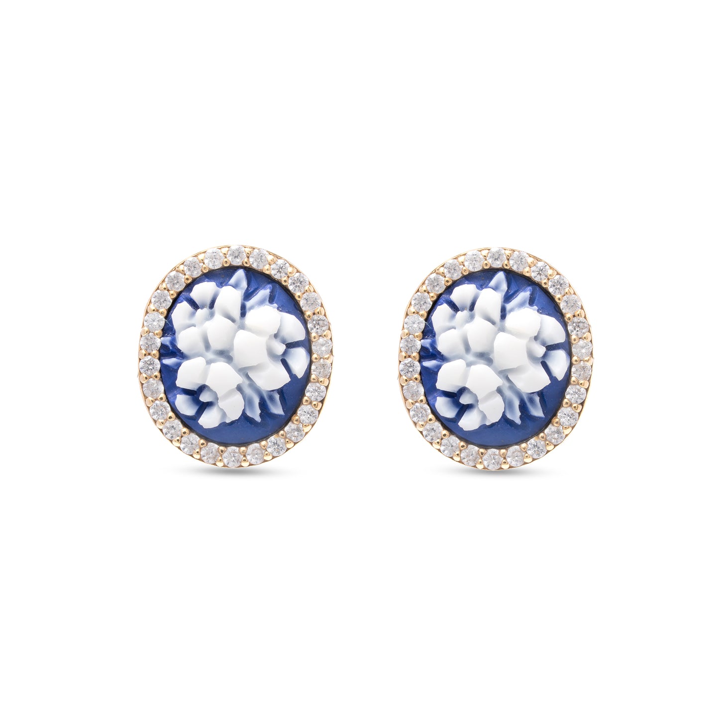 Orecchini bouquet inciso su pietra minerale- Cameo Italiano