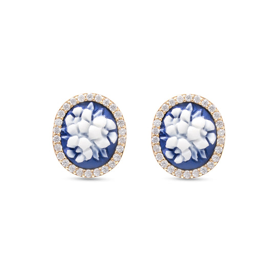 Orecchini bouquet inciso su pietra minerale- Cameo Italiano