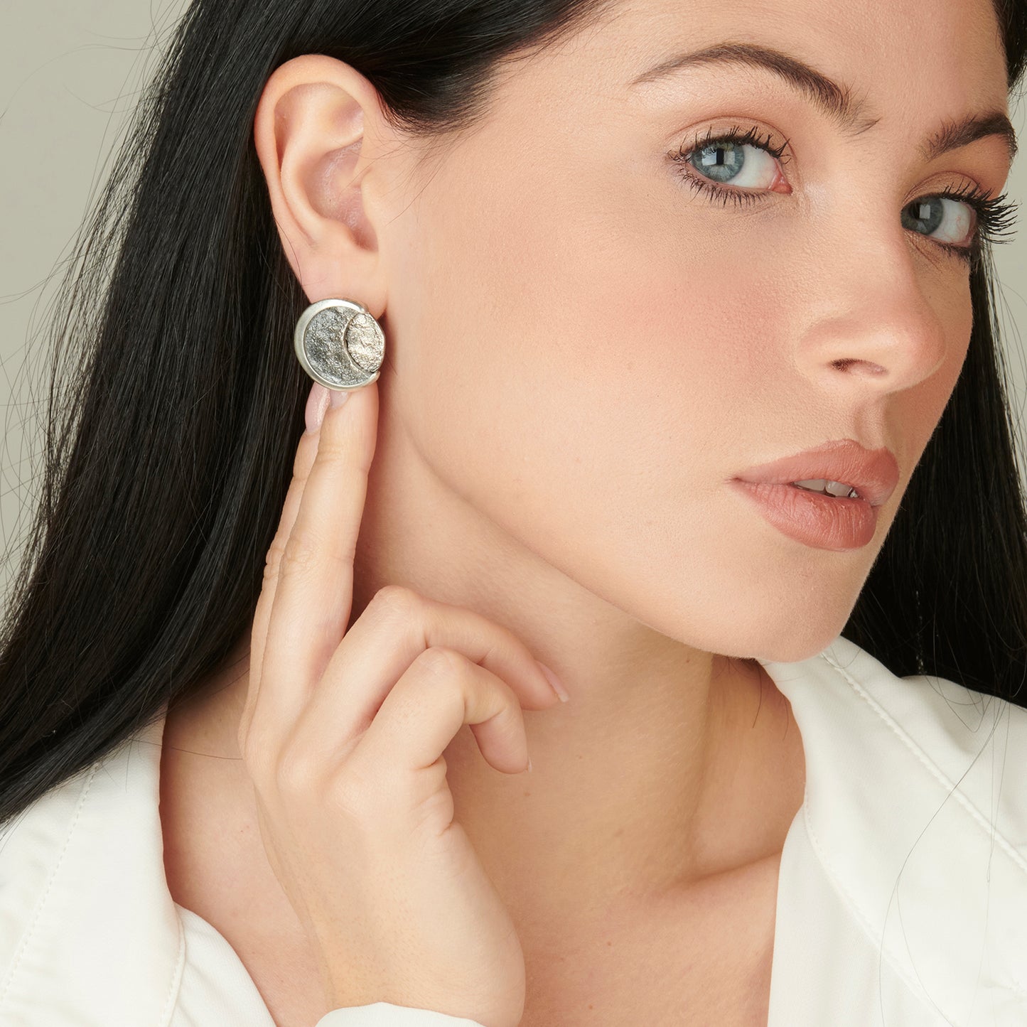 Orecchini lobo in argento Moonphases