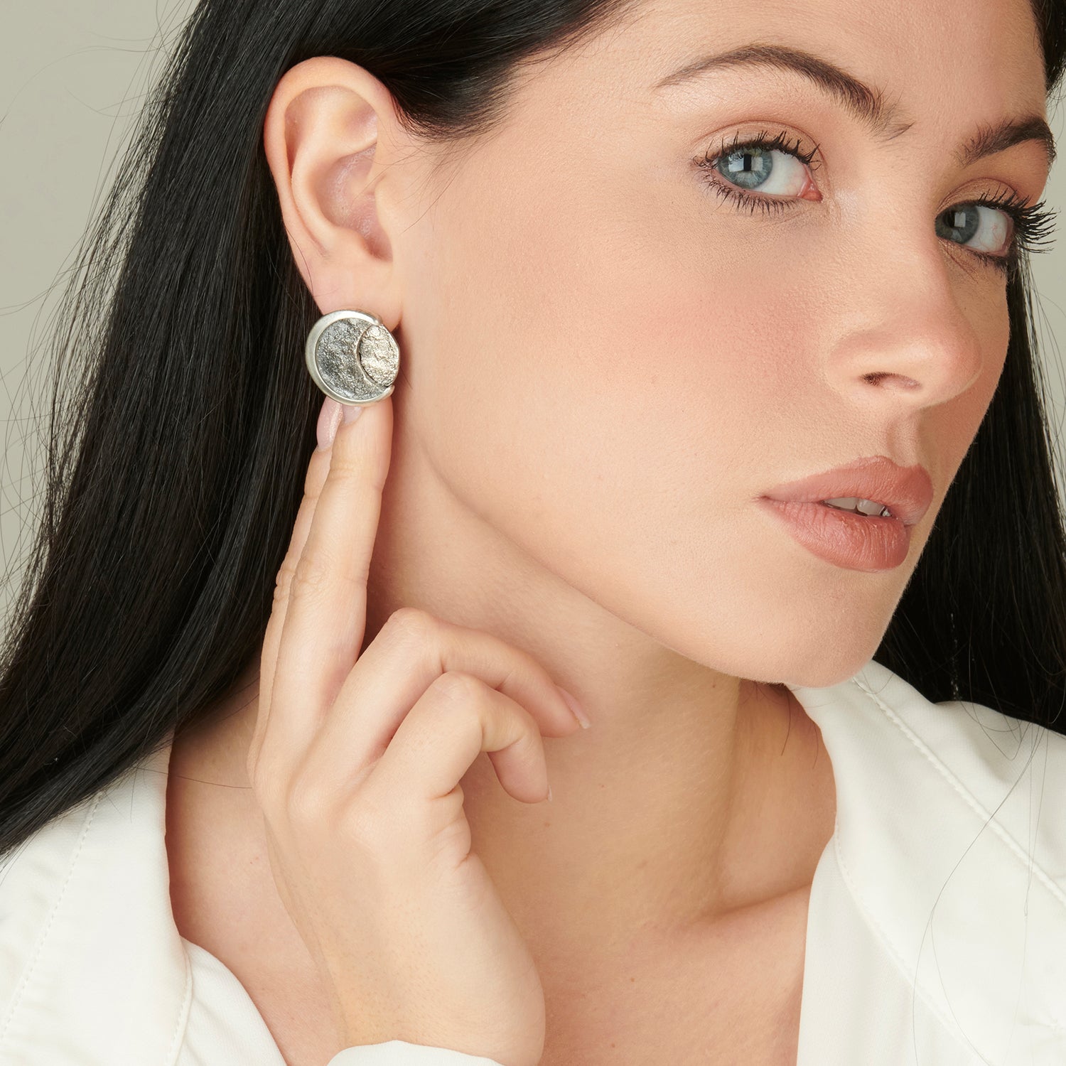 Orecchini lobo in argento Moonphases