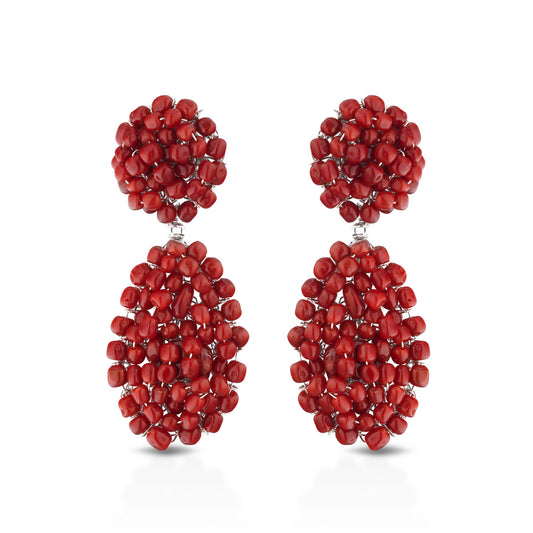 Orecchini pendenti in corallo rosso Linea Fantasy - Antonino De Simone
