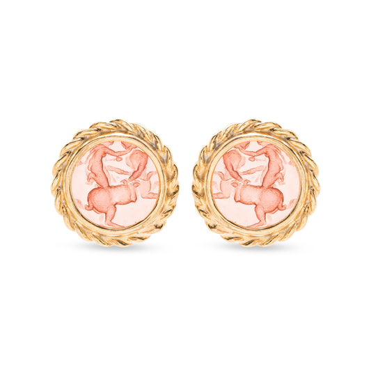 orecchini tondi color rubino