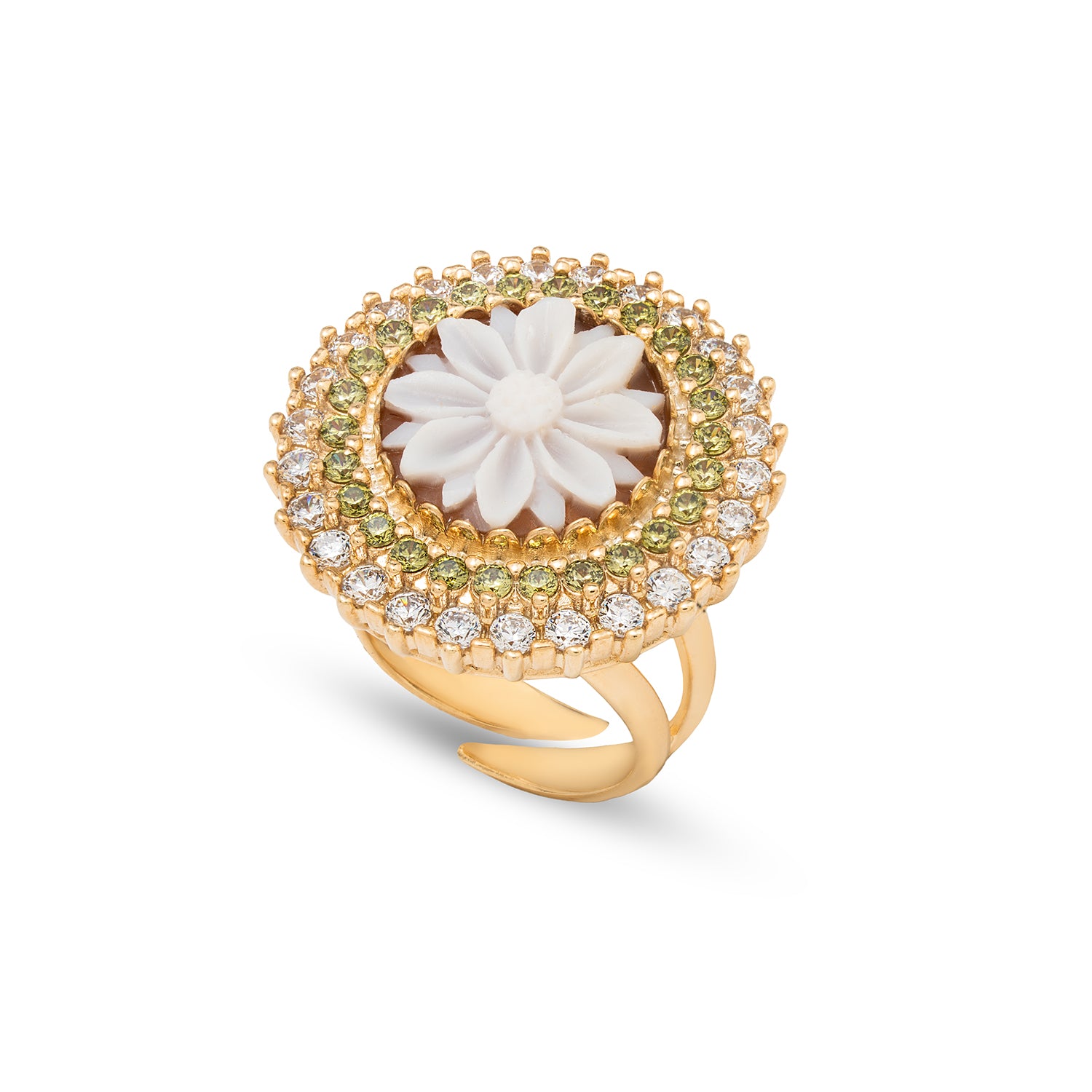 anello argento con cammeo fiore