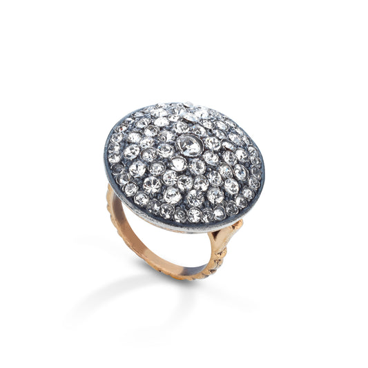 Anello Toppa in argento con profilatura in bronzo e cristalli (grande) - D. De Maria