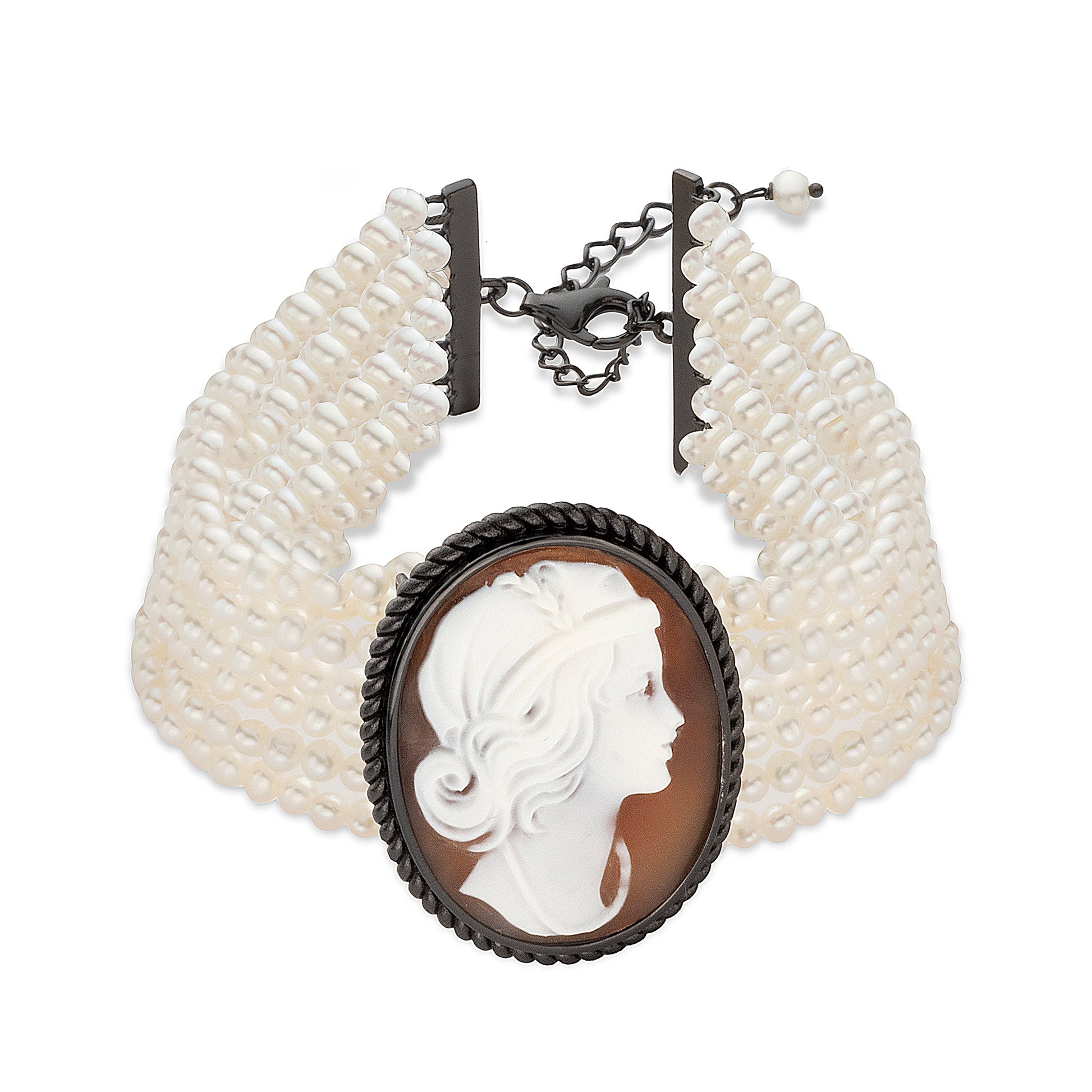 bracciale perle e cammeo