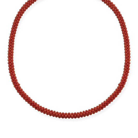 Girocollo in corallo rosso montato in argento - Antonino De Simone