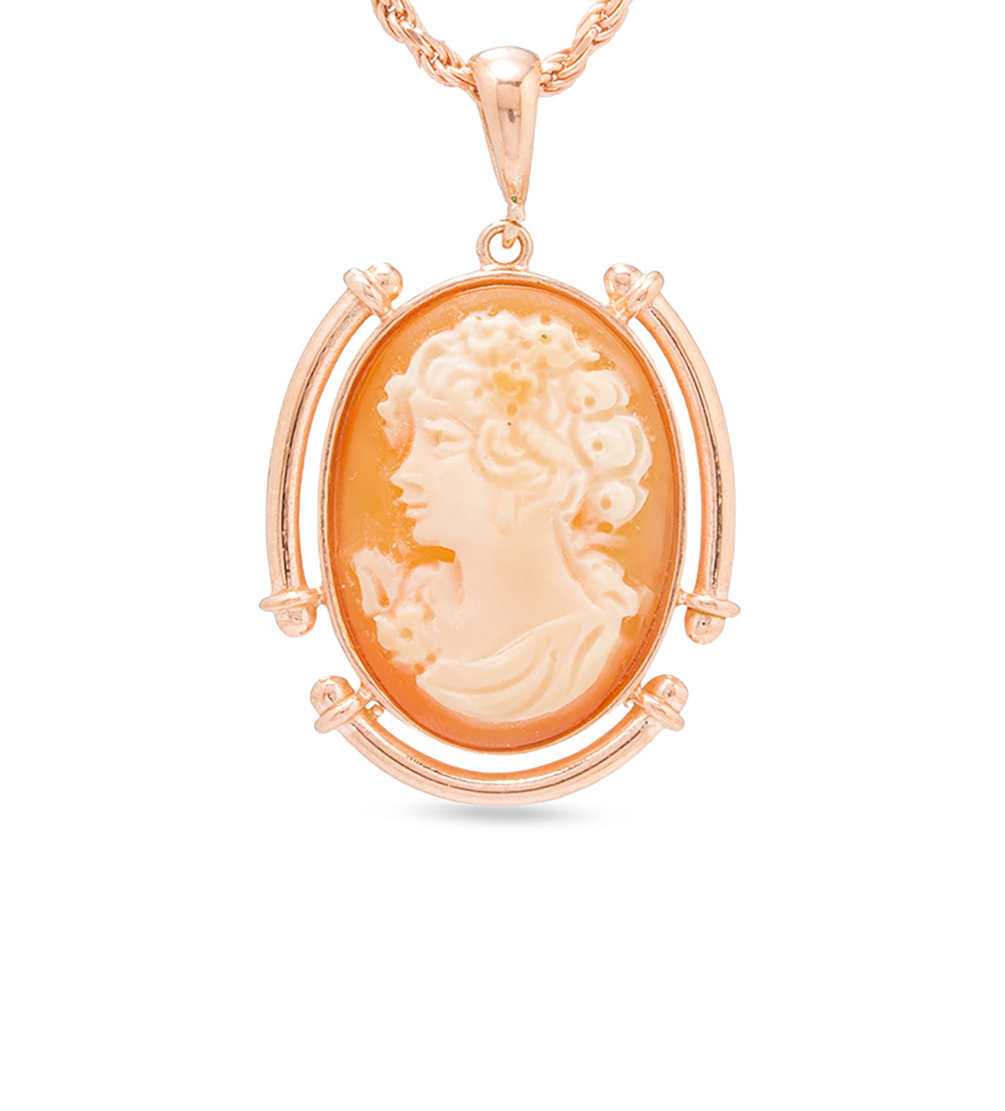 Collana in argento rosato con cammeo ovale neoclassico - Russo Cammei