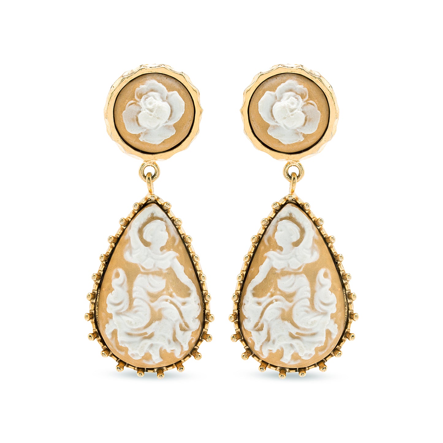 Orecchini a goccia in argento con cammei di porcellana - Cosmo Petrone