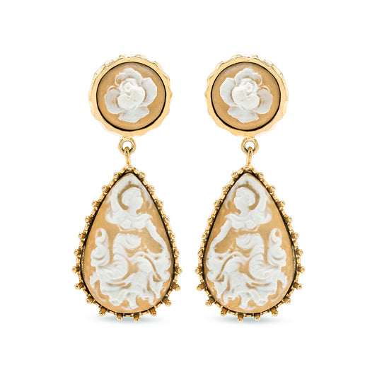 Orecchini a goccia in argento con cammei di porcellana - Cosmo Petrone