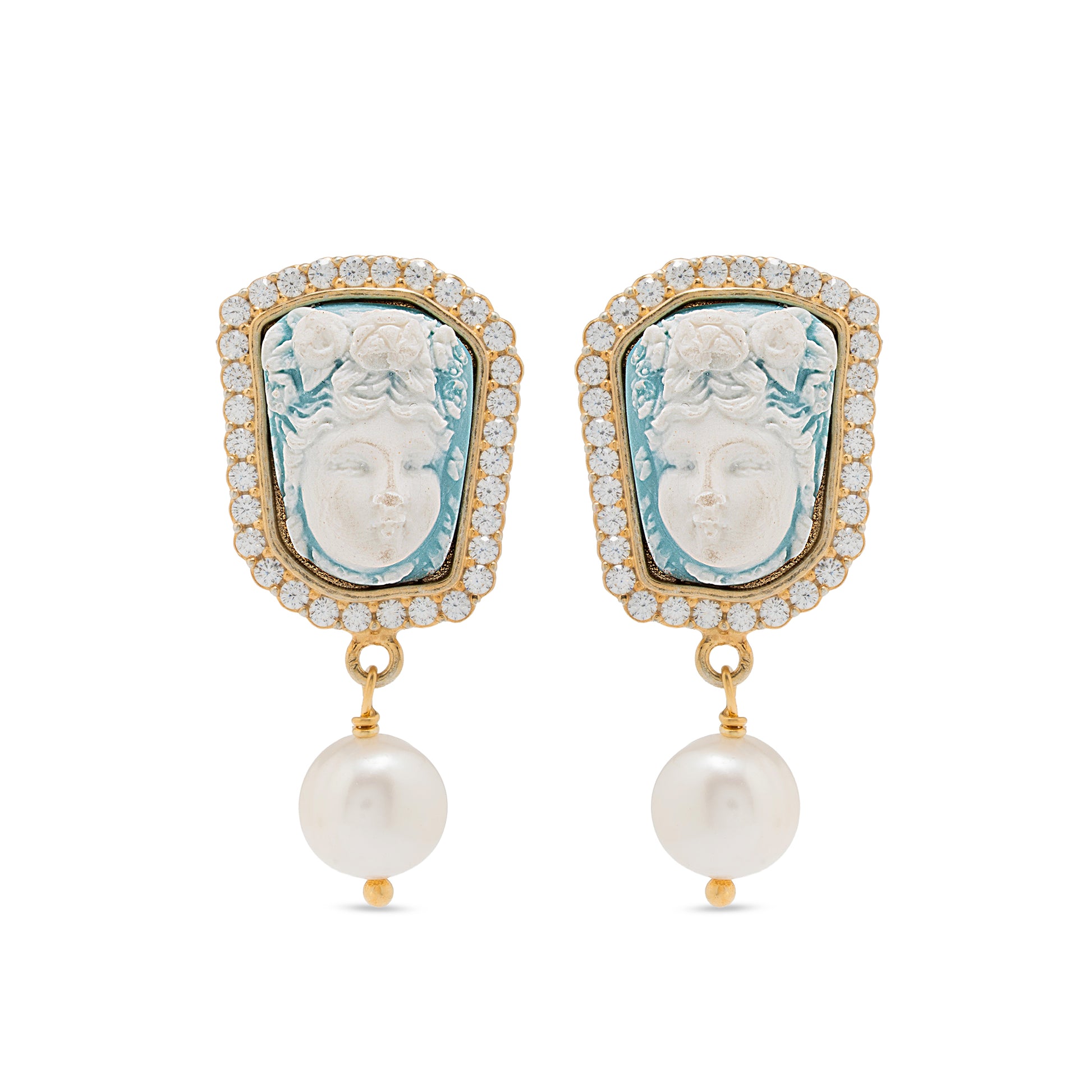 orecchini con cammeo e perla