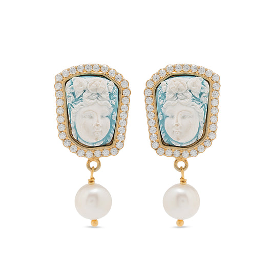 orecchini con cammeo e perla