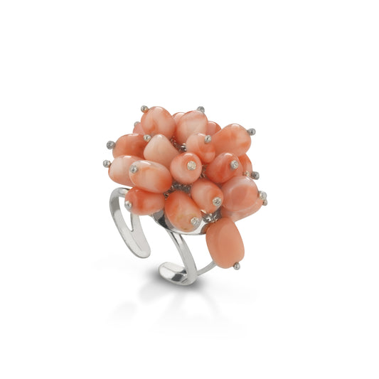 Anello in corallo rosa del Pacifico