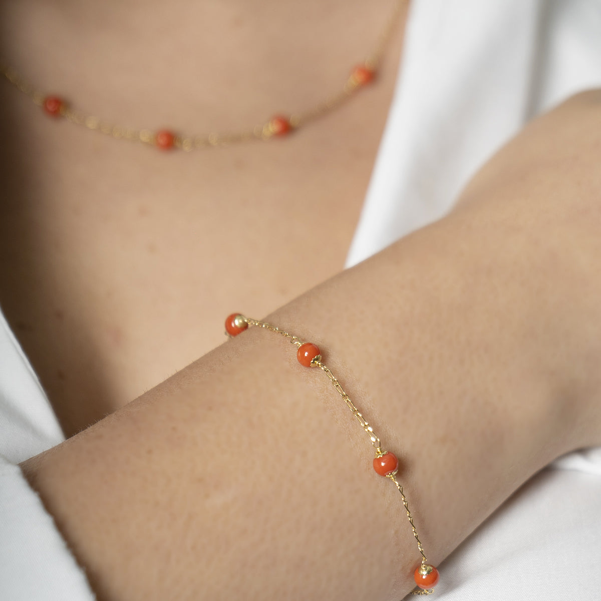 Bracciale corallo rosso e oro