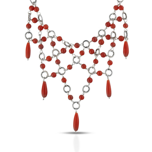 Collana a cascata in argento e corallo - Antonino De Simone