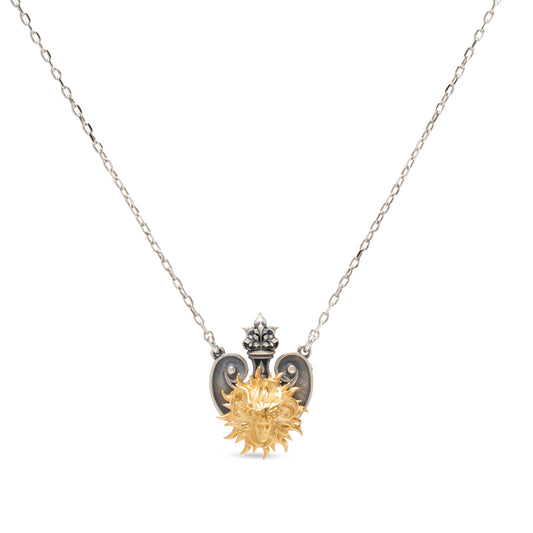 Collana pendente in argento con microscultura raffigurante Apollo
