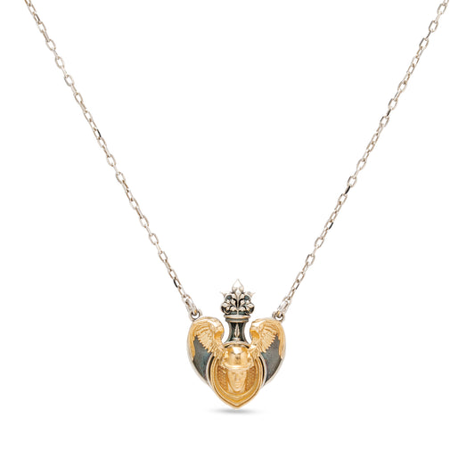Collana pendente in argento con microscultura raffigurante Hermes