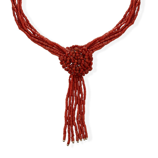Collana a sette fili Linea Fantasy in corallo rosso