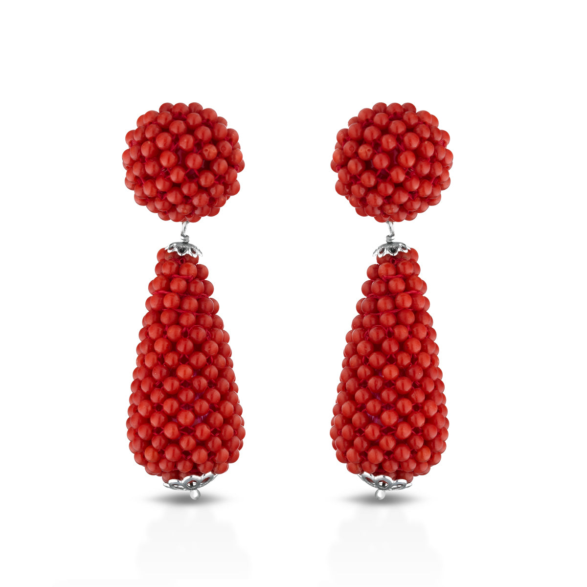 Orecchini a goccia in corallo rosso collezione Trame - Antonino De Simone