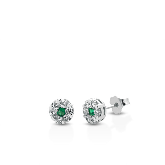 Orecchini Collezione Brillante cubik zirconia e smeraldo