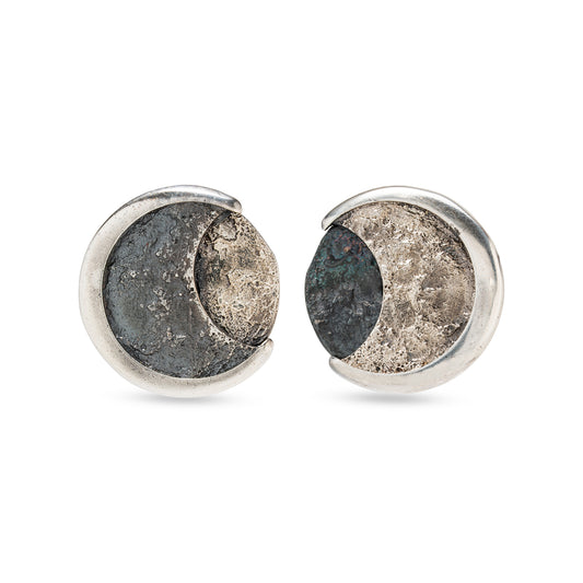 Orecchini lobo in argento Moonphases