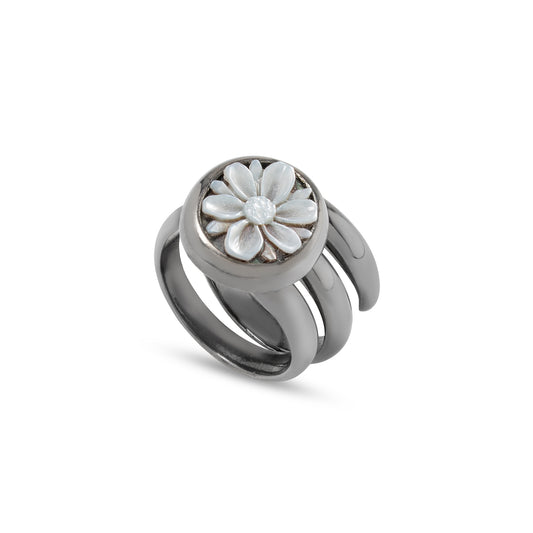 anello brunito con cammeo floreale 