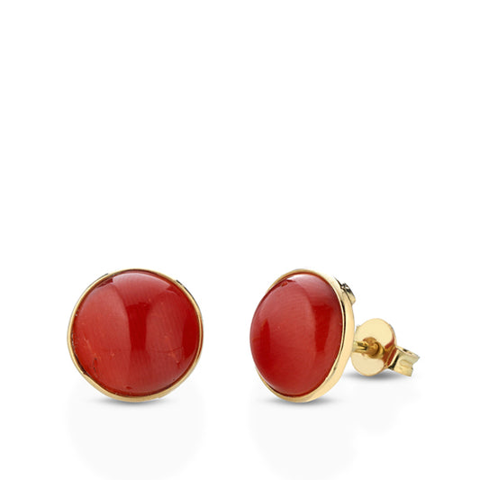 Orecchini in corallo rosso con cabochon