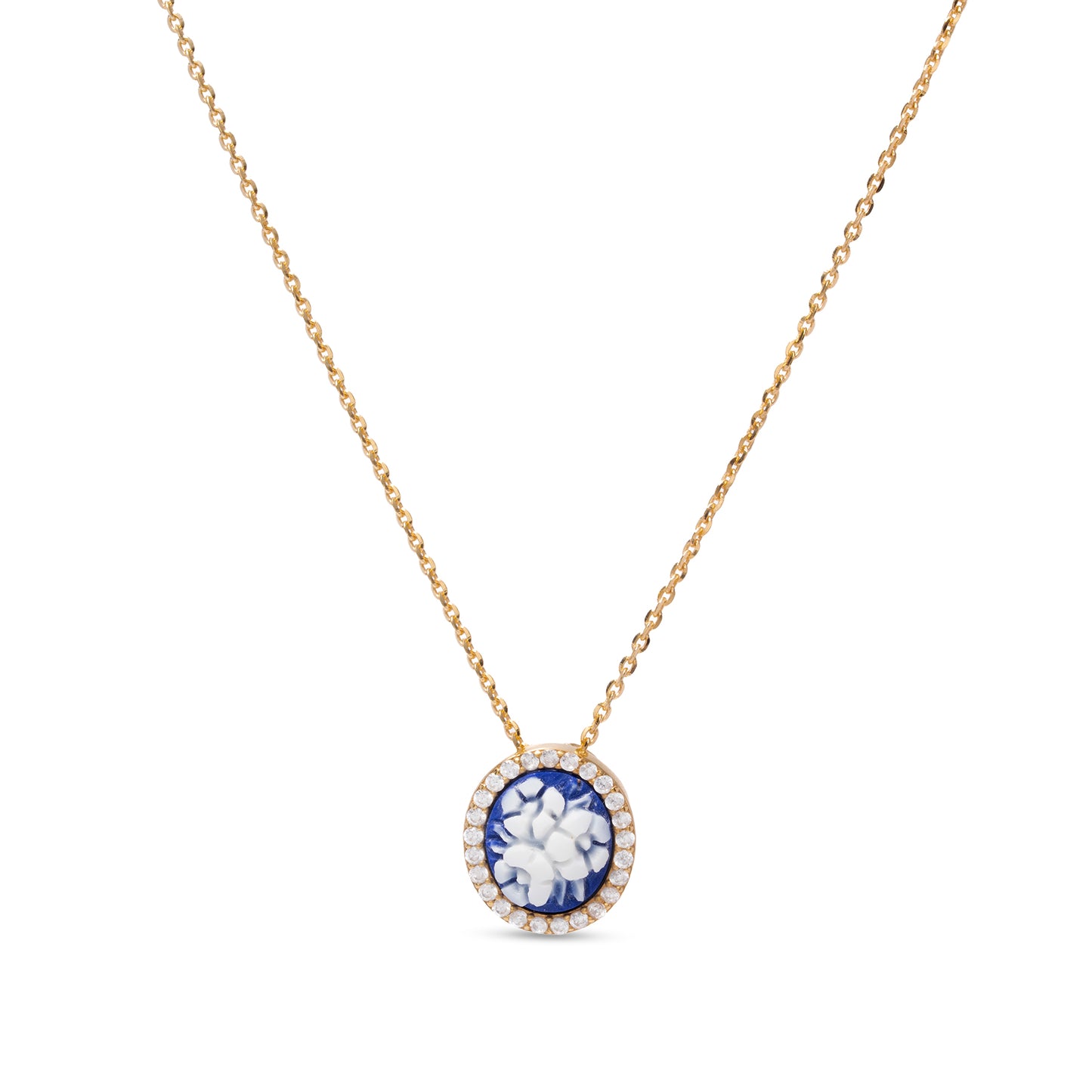 Collana bouquet inciso su pietra minerale- Cameo Italiano