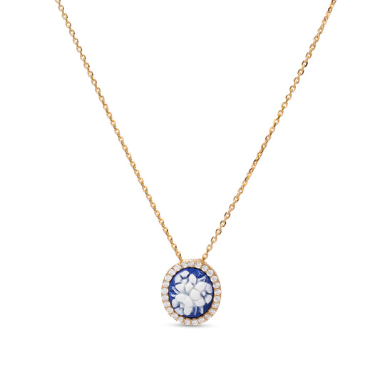 Collana bouquet inciso su pietra minerale- Cameo Italiano